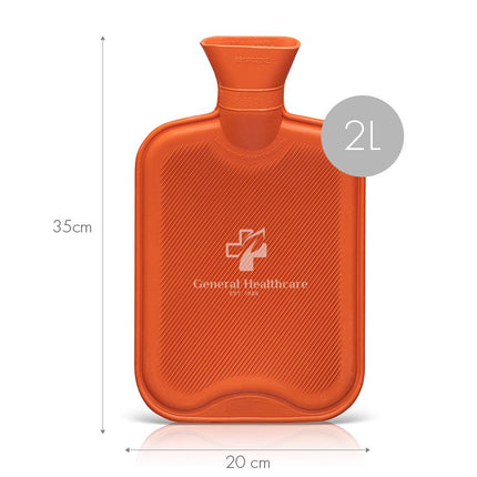 Large Hot Water Bottle - Natural Rubber Warmer - 2L litre - General Healthcare