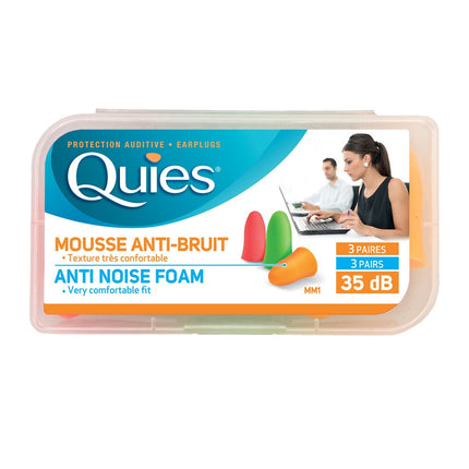 Quies Anti-Nose Soft Foam Ear Plugs - 35dB (3 Pairs)(Multi-coloured) - General Healthcare