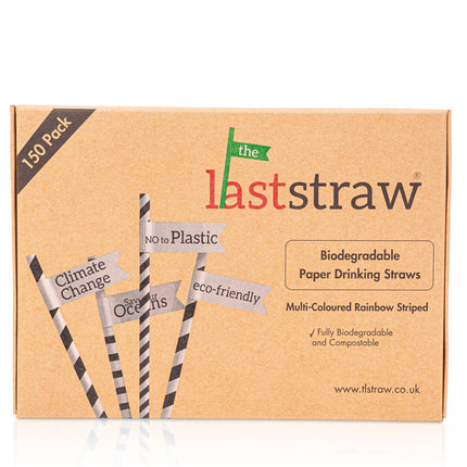 the Last Straw - 100% Biodegradable Paper Drinking Straws (150 Pack)(Rainbow) - General Healthcare