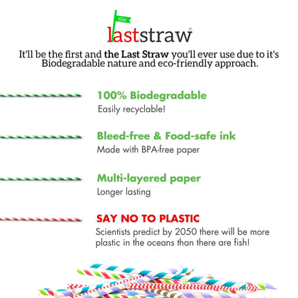 the Last Straw - 100% Biodegradable Paper Drinking Straws (300 Pack)(White-Brown-Black) - General Healthcare
