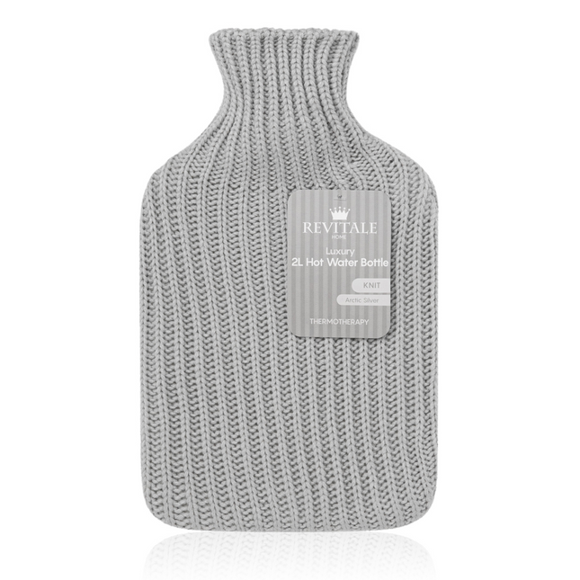 Revitale Hot Water Bottle Knit - 2 Litre (Arctic Silver)