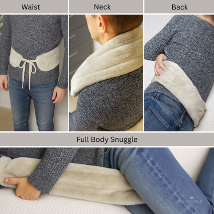 Revitale Extra Long Hot Water Bottle Pom Pom Soft Fur Cover - 72cm - 2L