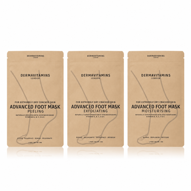 Dermavitamins Advanced Foot Mask Treatments for Dry & Cracked Feet - Peeling, Exfoliating & Moisturising - General Healthcare