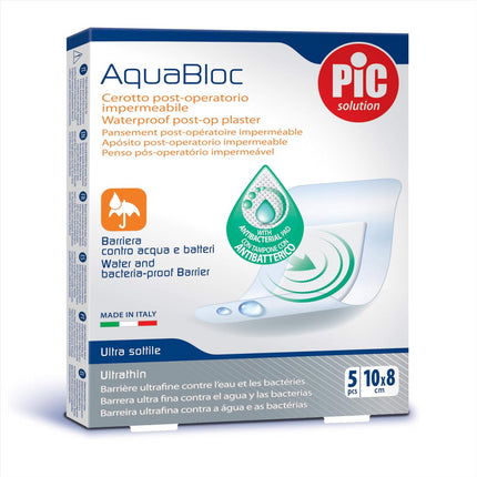 Pic Solution Aquabloc Post-Op Plaster, Antibacterial White (10x5cm)(5pk)