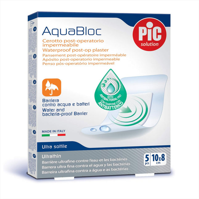 Pic Solution Aquabloc Post-Op Plaster, Antibacterial White (10x5cm)(5pk)