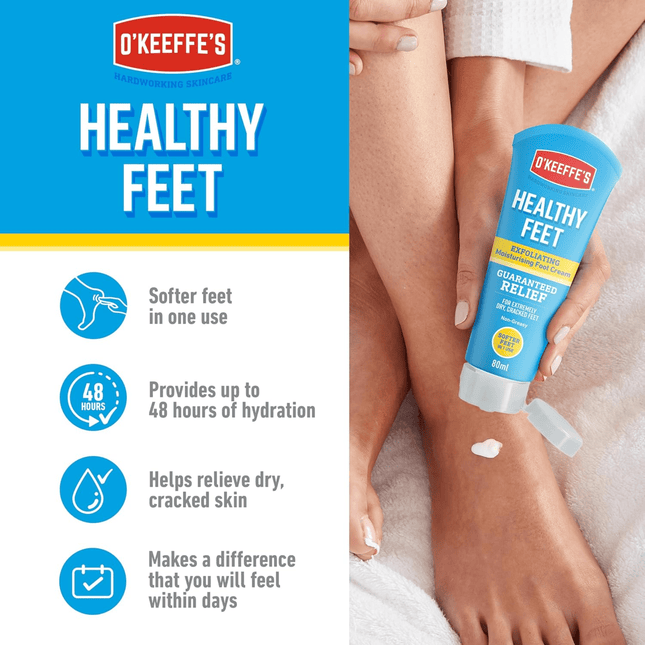 O'Keeffe's Healthy Feet Exfoliating Moisturising Foot Cream - 80ml - General Healthcare