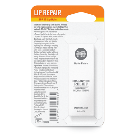 O'Keeffe's SPF15 Lip Balm Repair and Protect - Ski - Sun, 4.2 g - General Healthcare