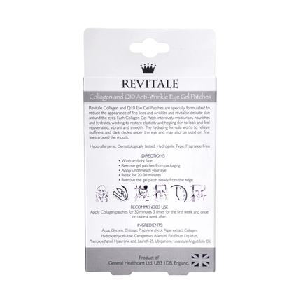 Revitale Collagen and Q10 Under Eye Gel Patches - Moisturises & Hydrates - General Healthcare