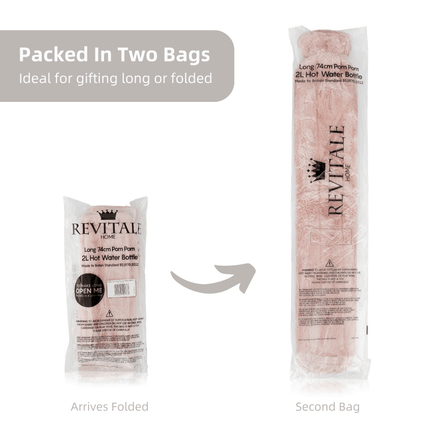 Revitale Extra Long Hot Water Bottle Pom Pom Soft Fur Cover - 72cm - 2L - General Healthcare