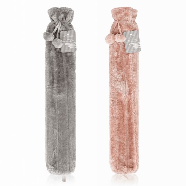 Revitale Extra Long Hot Water Bottle Pom Pom Soft Fur Cover - 72cm - 2L - General Healthcare