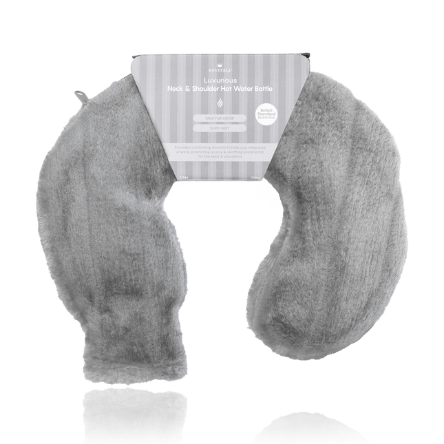Revitale Fur Neck and Shoulder Hot Water Bottle (Slate Grey) - General Healthcare
