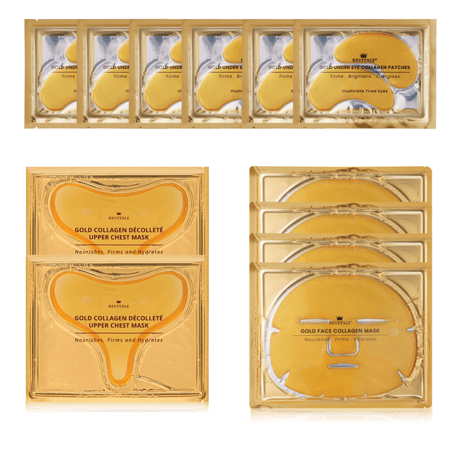 Revitale Gold Beauty Masks Set - Face, Under Eye, Chest (12 Masks) - General Healthcare