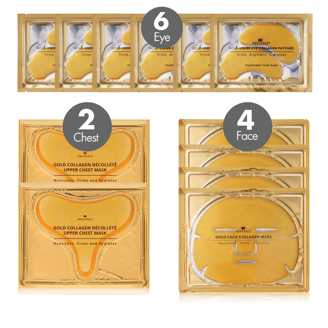 Revitale Gold Beauty Masks Set - Face, Under Eye, Chest (12 Masks) - General Healthcare