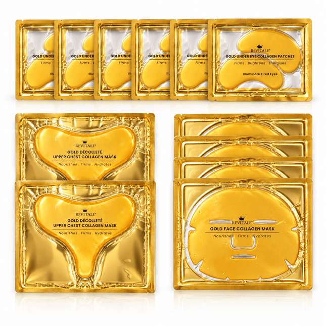 Revitale Gold Mask Collection - Face, Under Eye & Décolleté Collagen Treatments (12 Masks) - General Healthcare