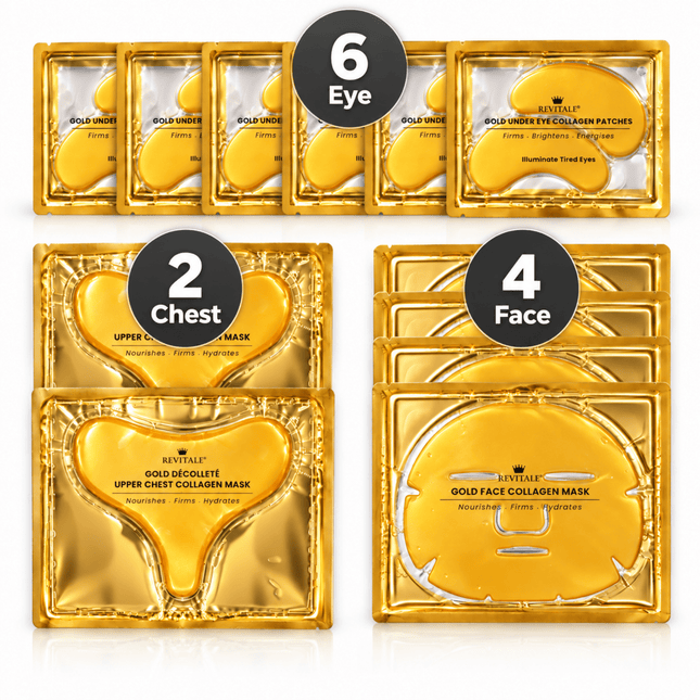 Revitale Gold Mask Collection - Face, Under Eye & Décolleté Collagen Treatments (12 Masks) - General Healthcare