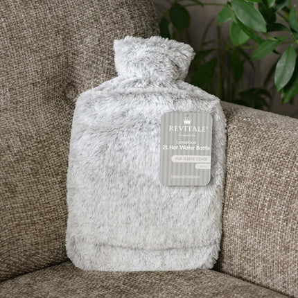 Revitale Luxury Hot Water Bottle with Silver Sleeve Cover (2L) - General Healthcare