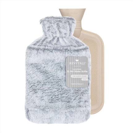 Revitale Luxury Hot Water Bottle with Silver Sleeve Cover (2L) - General Healthcare