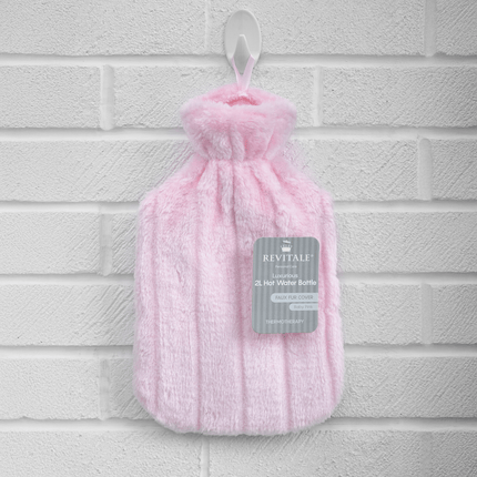 Revitale Natural Rubber Hot Water Bottle with Cosy Fur Cover - 2 Litre - General Healthcare