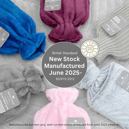 Revitale Natural Rubber Hot Water Bottle with Knit Cover - 2 Litre (Arctic Silver) - General Healthcare