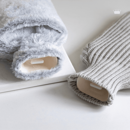 Revitale Natural Rubber Hot Water Bottle with Knit Cover - 2 Litre (Arctic Silver) - General Healthcare