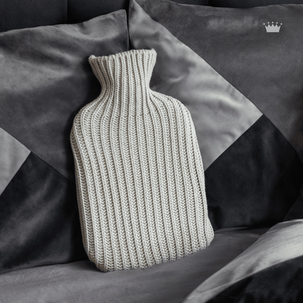 Revitale Natural Rubber Hot Water Bottle with Knit Cover - 2 Litre (Arctic Silver) - General Healthcare