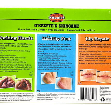 OKeeffes Skincare Gift Set - Working Hand - Healthy Feet - Lip Repair - General Healthcare