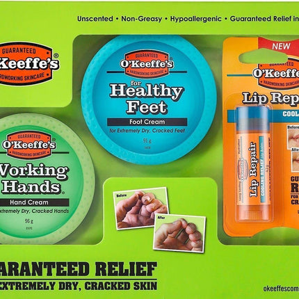O'Keeffe's Skincare Working Hands Healthy Feet and Lip Repair Multipack Gift Set - General Healthcare
