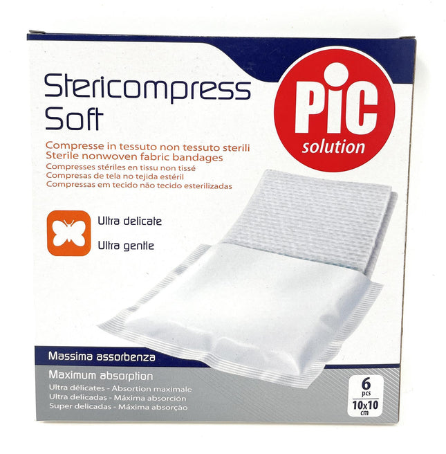 Pic Stericompress Soft - Sterile nonwoven fabric bandages - 10 x 10cm (6pcs) - General Healthcare
