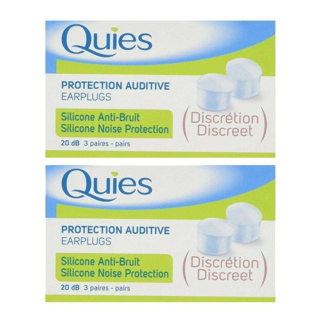 Quies Protection Auditive Earplugs - Silicone Noise Protection - 2 Pack - General Healthcare