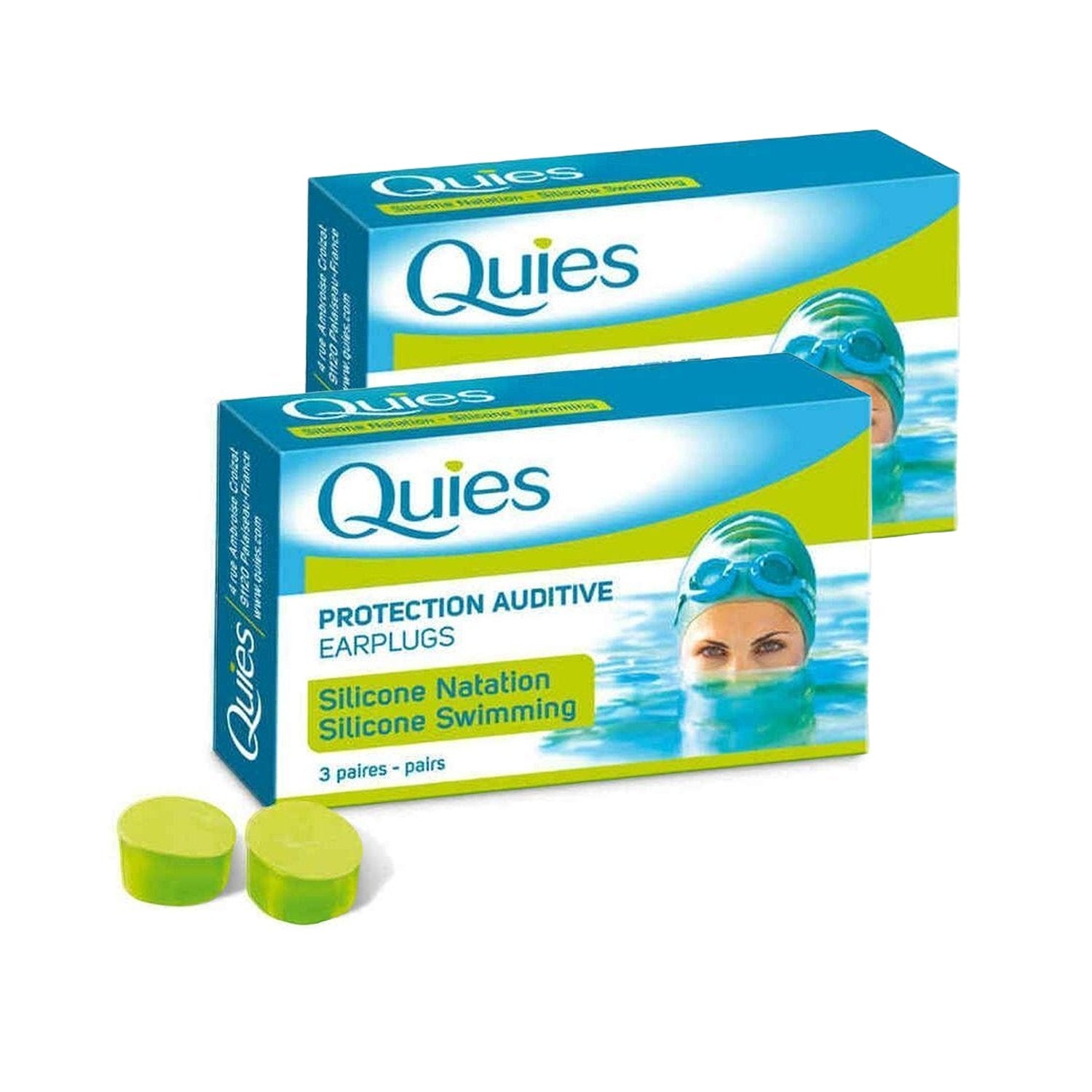 Quies Silicone Natation Swimming Earplugs - Adult - 2 Pack