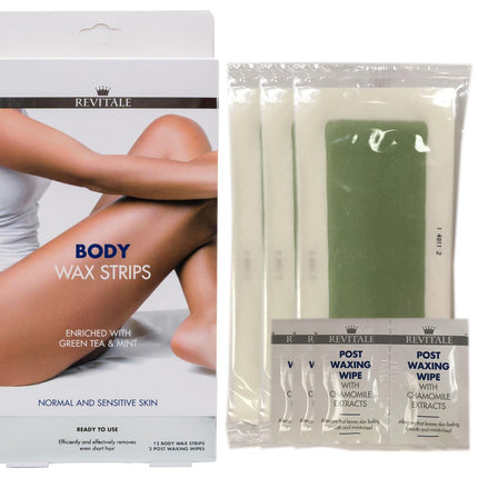 Revitale Body Leg Wax Hair Removal Strips - 100% Ecological Green Tea & Mint - General Healthcare