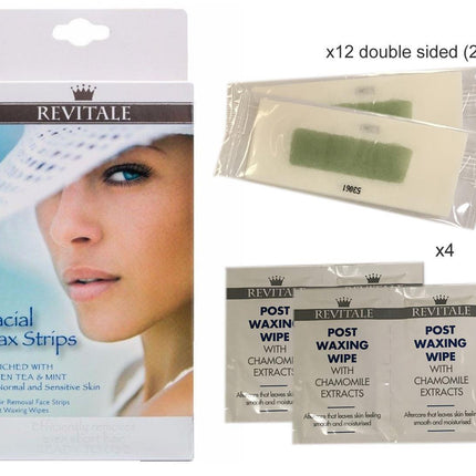 Revitale Face Wax Small Strips Kit - Enriched Green Tea & Mint - General Healthcare