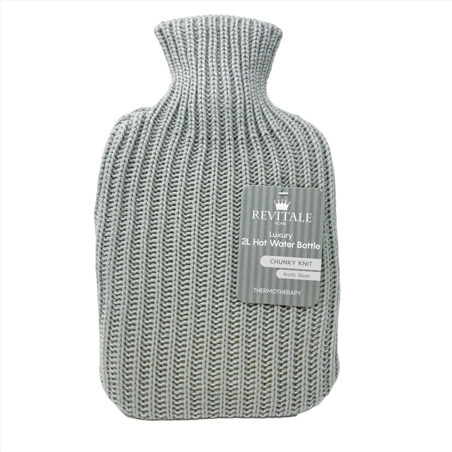Revitale Hot Water Bottle Knit - 2 Litre (Arctic Silver) - General Healthcare