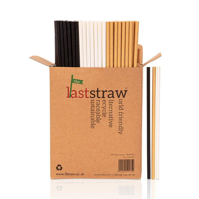 the Last Straw - 100% Biodegradable Paper Drinking Straws (300 Pack)(White-Brown-Black) - General Healthcare