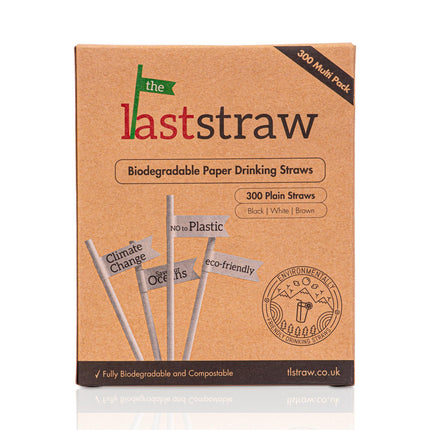 the Last Straw - 100% Biodegradable Paper Drinking Straws (300 Pack)(White-Brown-Black) - General Healthcare